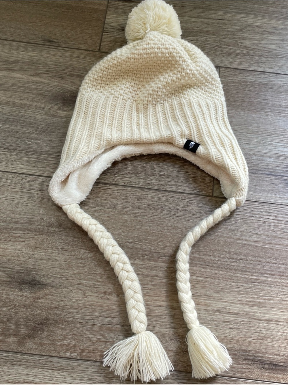 The North Face Unisex Beanie Winter Hat W/ Ear Flaps Cream